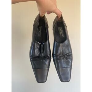 Paul Green munchen low heels brown leather square toe ruching detail UK 7 US 9.5